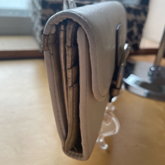 Coach Buckle Snap Wallet in cream and metallic gold. - Picture 11 of 16